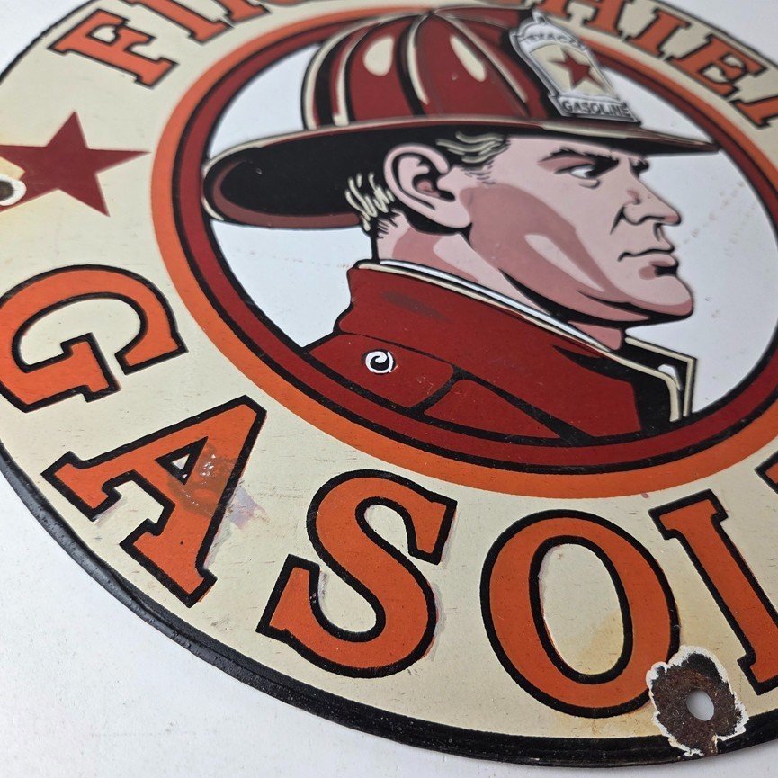 Vintage Texaco Sign - Fire Fighter Chief Gasoline Service Gas Porcelain Sign - Image 11