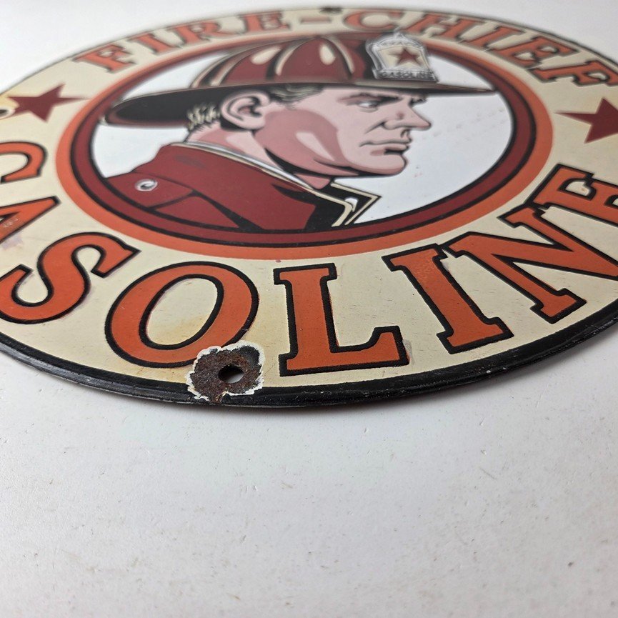 Vintage Texaco Sign - Fire Fighter Chief Gasoline Service Gas Porcelain Sign - Image 10