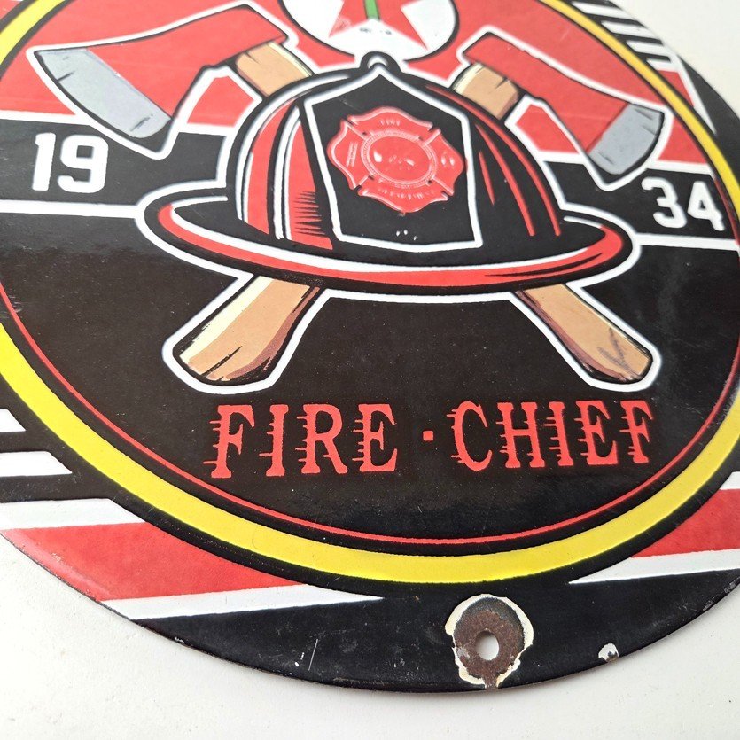 Vintage Texaco Sign - Fire Fighter Chief Gasoline Service Gas Porcelain Sign - Image 11