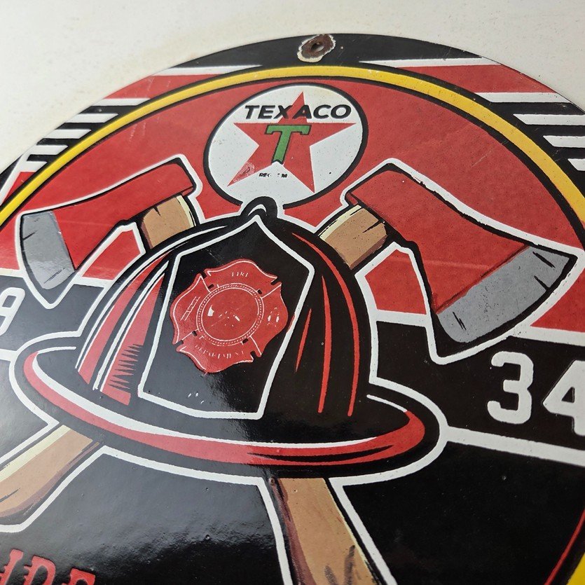 Vintage Texaco Sign - Fire Fighter Chief Gasoline Service Gas Porcelain Sign - Image 12