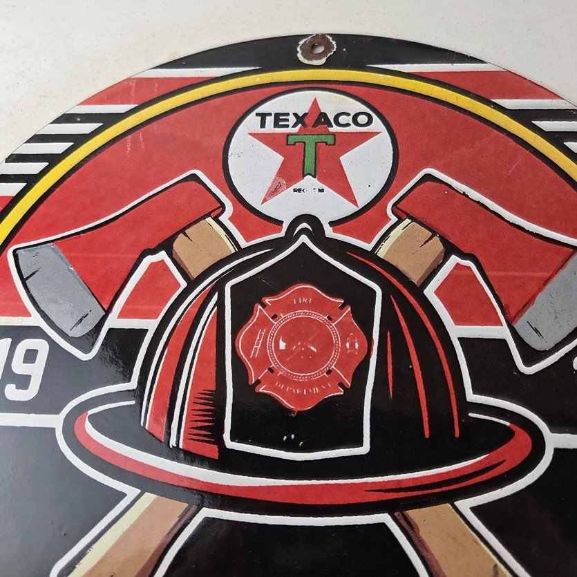 Vintage Texaco Sign - Fire Fighter Chief Gasoline Service Gas Porcelain Sign - Image 3