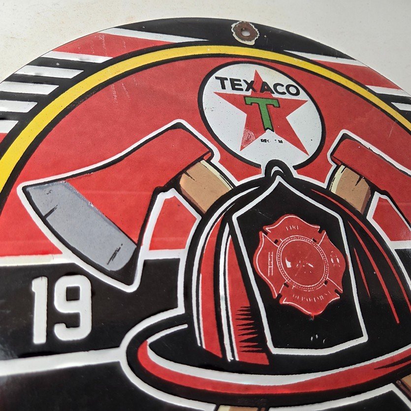 Vintage Texaco Sign - Fire Fighter Chief Gasoline Service Gas Porcelain Sign - Image 5