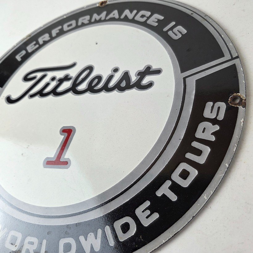Vintage Titleist Golf Sign - #1 Ball Golfing Dealer Porcelain Gas Pump Sign - Image 12