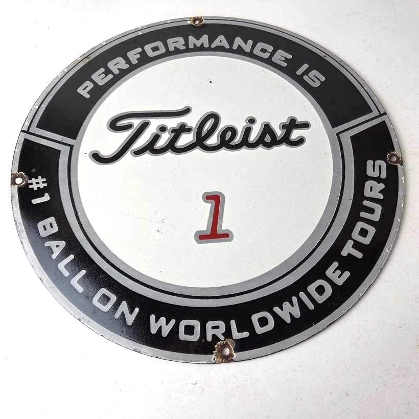 Vintage Titleist Golf Sign - #1 Ball Golfing Dealer Porcelain Gas Pump Sign - Image 15