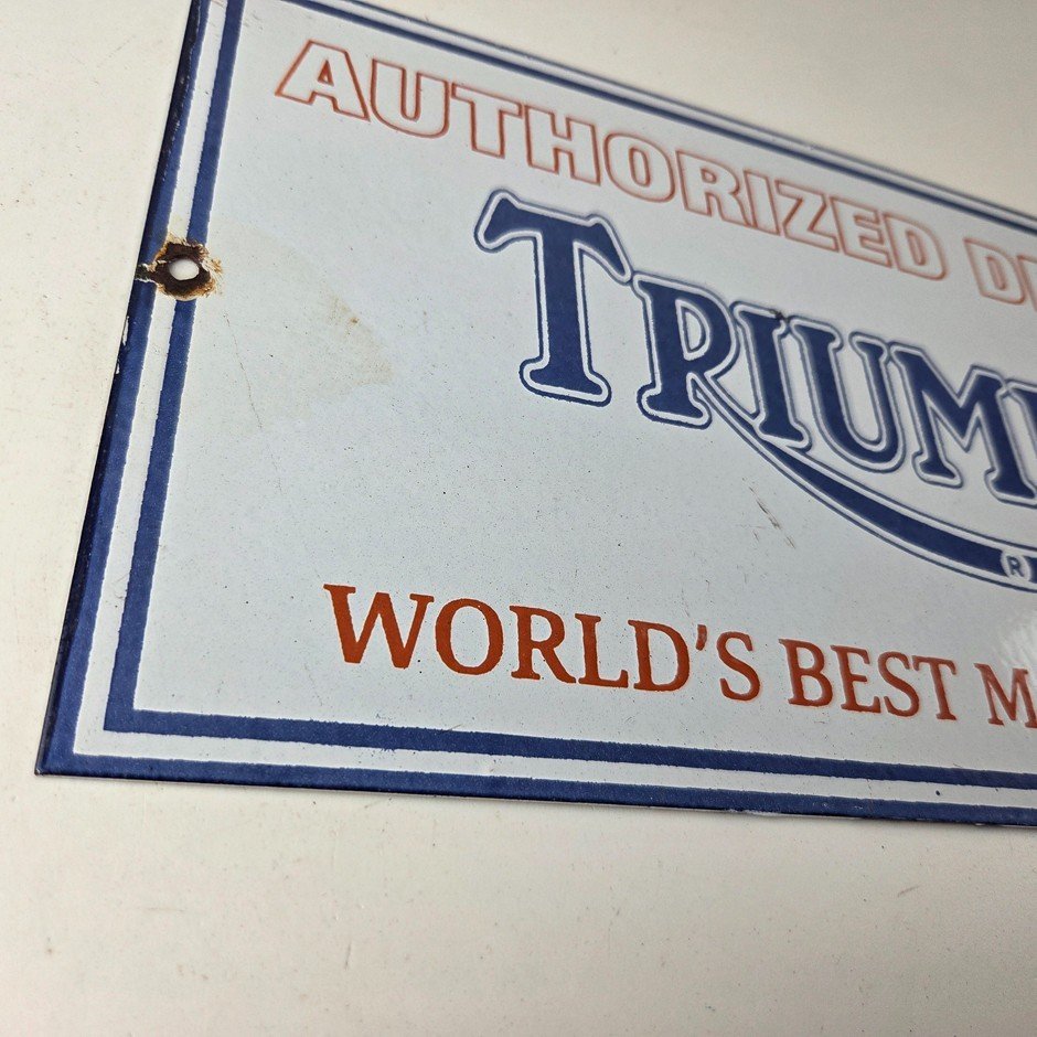 Vintage Triumph Motorcycles Sign - Gas Service Pump Porcelain Gasoline Sign - Image 6