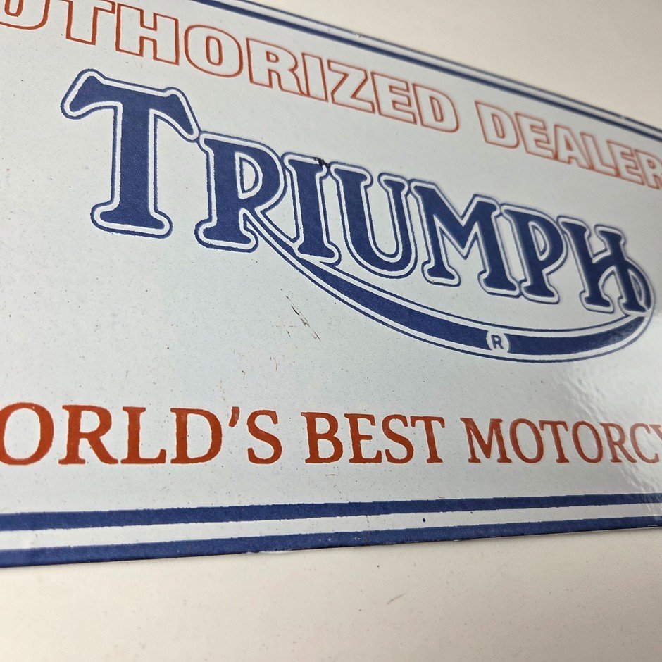 Vintage Triumph Motorcycles Sign - Gas Service Pump Porcelain Gasoline Sign - Image 7