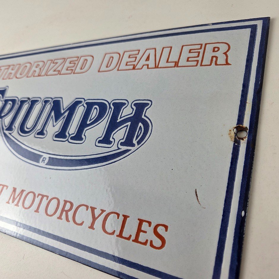 Vintage Triumph Motorcycles Sign - Gas Service Pump Porcelain Gasoline Sign - Image 8