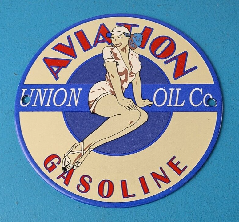 Vintage Union Oil Co Sign Aviation Gas Service Pump Porcelain Sign 305905695129