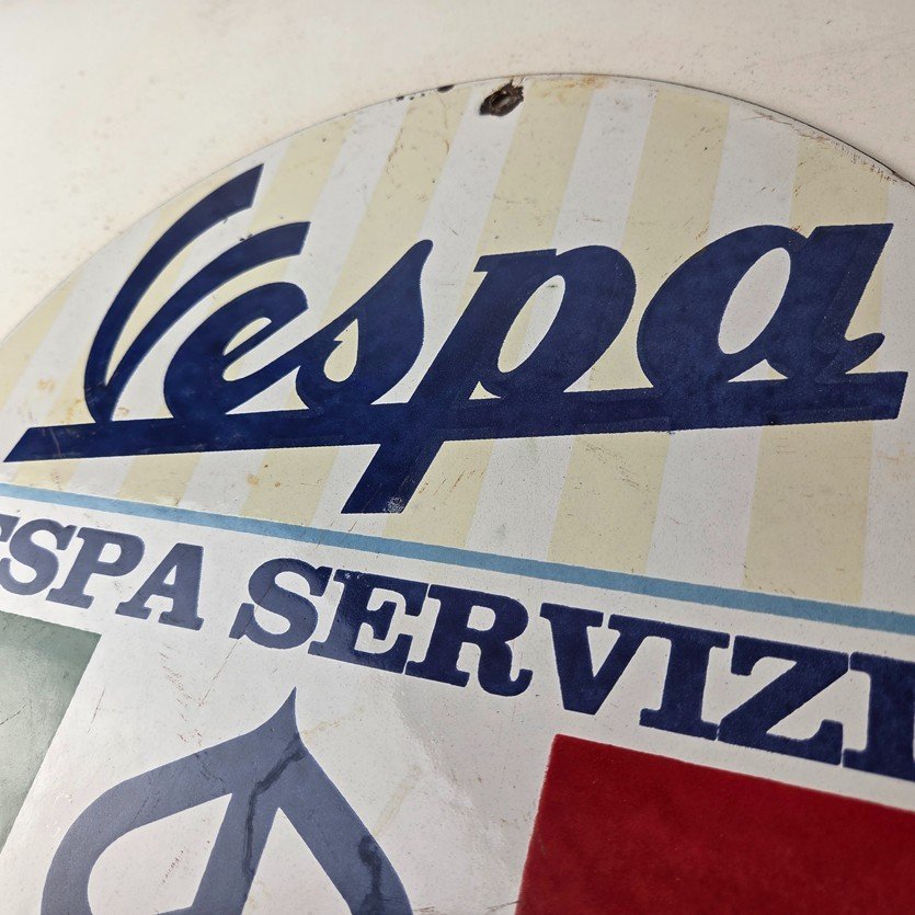 Vintage Vespa Servizio Sign - Italian Gas Station Porcelain Advertising Sign - Image 12