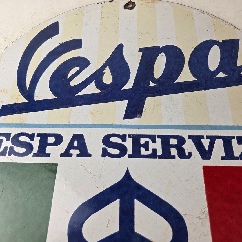 Vintage Vespa Servizio Sign - Italian Gas Station Porcelain Advertising Sign - Image 3