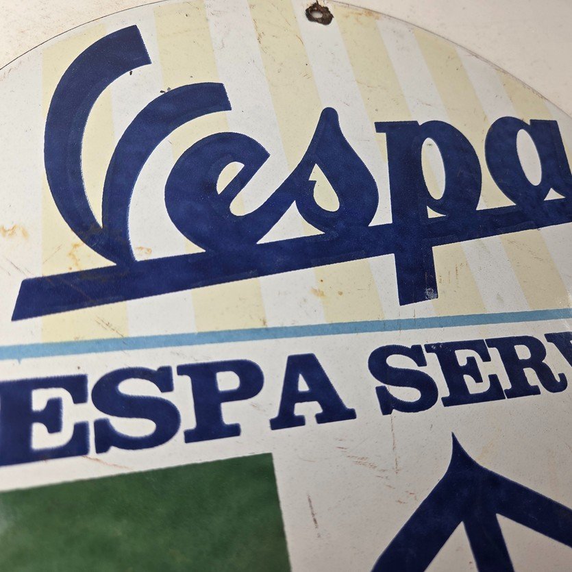 Vintage Vespa Servizio Sign - Italian Gas Station Porcelain Advertising Sign - Image 5