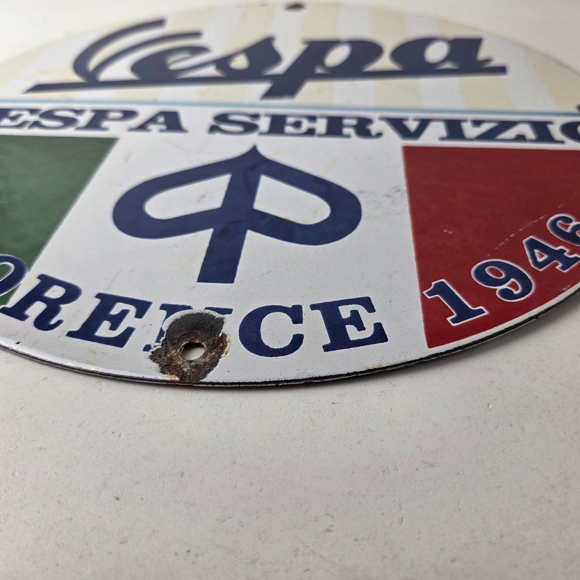Vintage Vespa Servizio Sign - Italian Gas Station Porcelain Advertising Sign - Image 10
