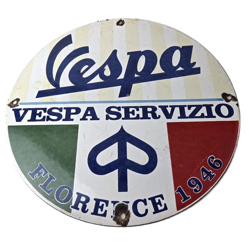 Vintage Vespa Servizio Sign - Italian Gas Station Porcelain Advertising Sign