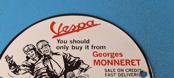 Vintage Vespa Sign Scooter Motor Bike Gas Pump Service Station Porcelain Sign 305860745749 12