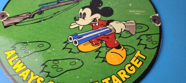 Vintage Winchester Sign Disney Mickey Mouse Shot Gun Rifle Ammo Gas Pump Sign 305742079269 11