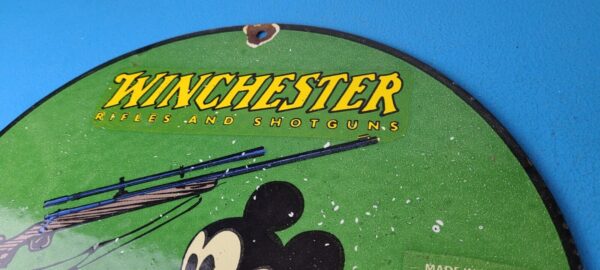 Vintage Winchester Sign Disney Mickey Mouse Shot Gun Rifle Ammo Gas Pump Sign 305742079269 7