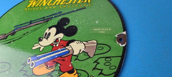 Vintage Winchester Sign Disney Mickey Mouse Shot Gun Rifle Ammo Gas Pump Sign 305742079269 8