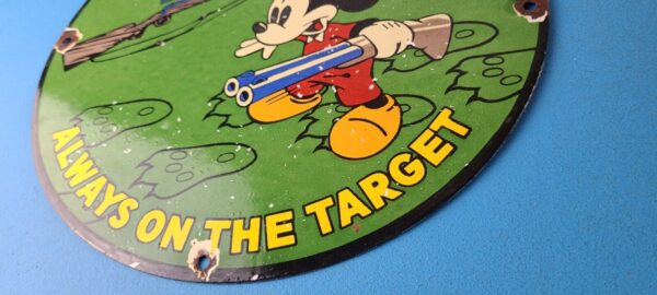 Vintage Winchester Sign Disney Mickey Mouse Shot Gun Rifle Ammo Gas Pump Sign 305742079269 9