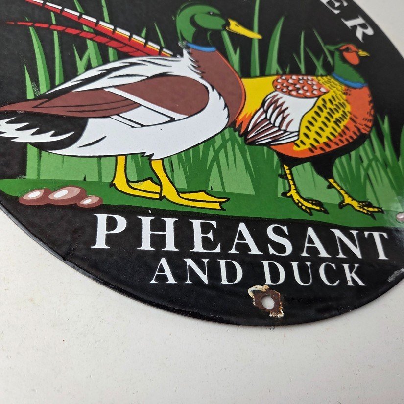 Vintage Winchester Sign - Pheasant Hunting Shot Gun Gas Oil Cabin Porcelain Sign - Image 11